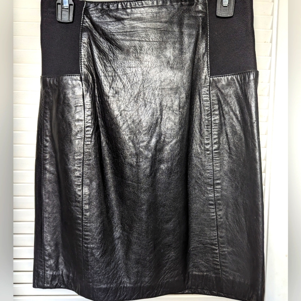 Evan Arpelli Vintage Black Leather Skirt size 6